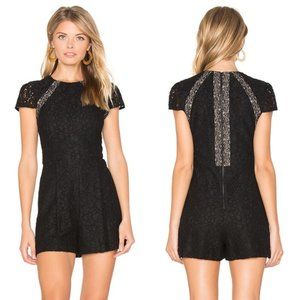 Alice + Olivia Black Rozzi Lace Romper Size 6
